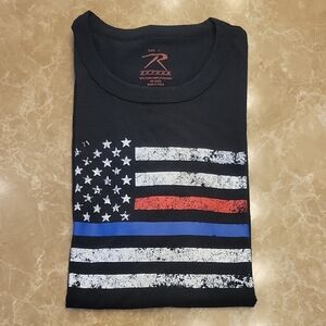 Rothco Black and Red, White & Blue Short Sleeve Tee with Vintage Flag De…